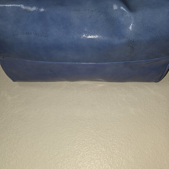 Dooney & Bourke Cindy Patent Leather Tote Bag Blue Large Shoulder Purse - Picture 13 of 16